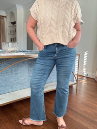 Cable Knit Short Sleeve Sweater (Oatmeal)