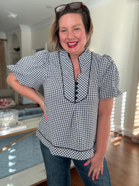 Gingham Puff Sleeve Top
