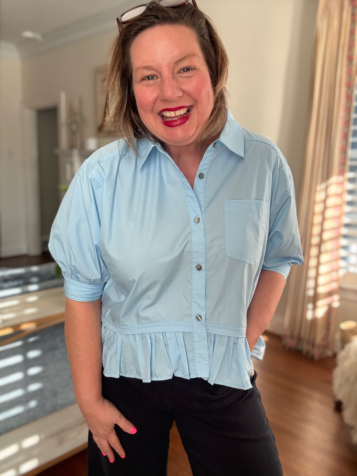 Ruffle Hem Peplum Top