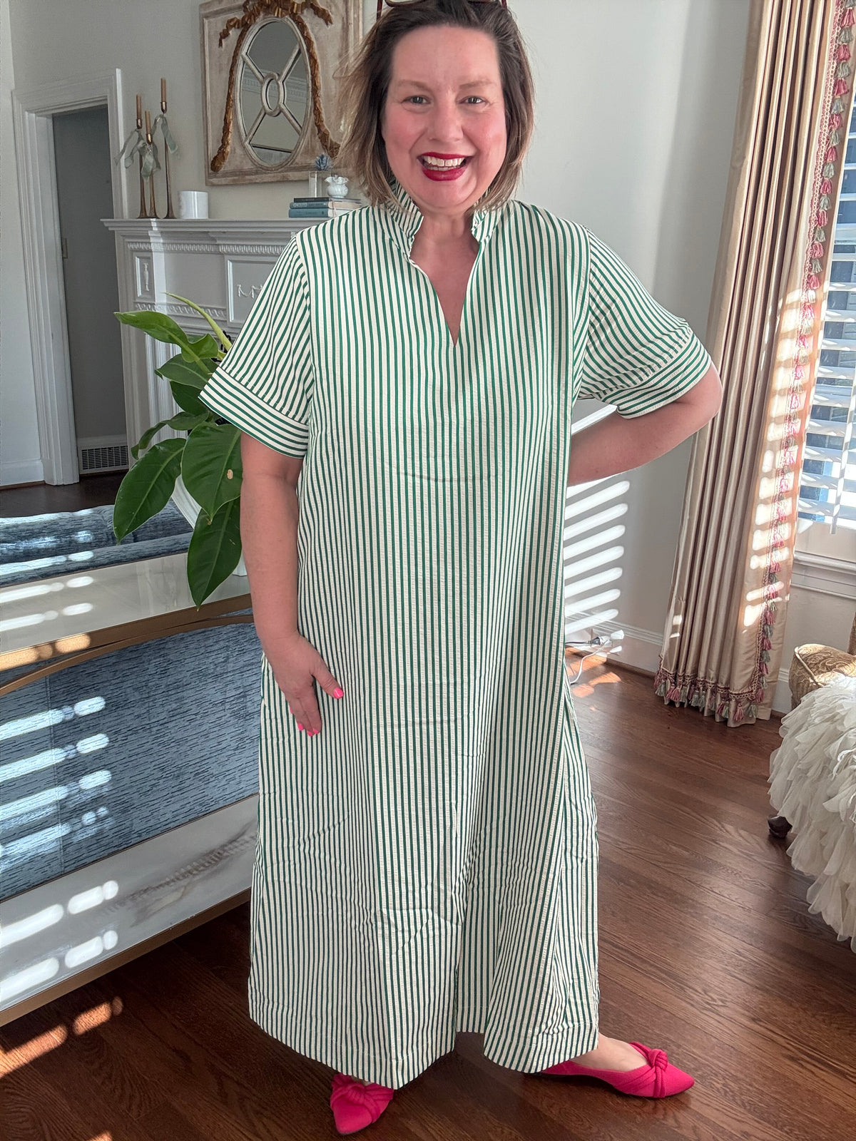 Easy Everyday Seersucker Dress - Green