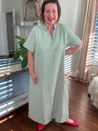 Easy Everyday Seersucker Dress - Green