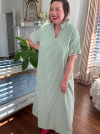 Easy Everyday Seersucker Dress - Green