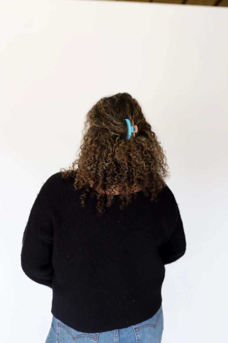 Two-Toned Shiny Mini Hold Everything Claw - Baby Blue + Bone