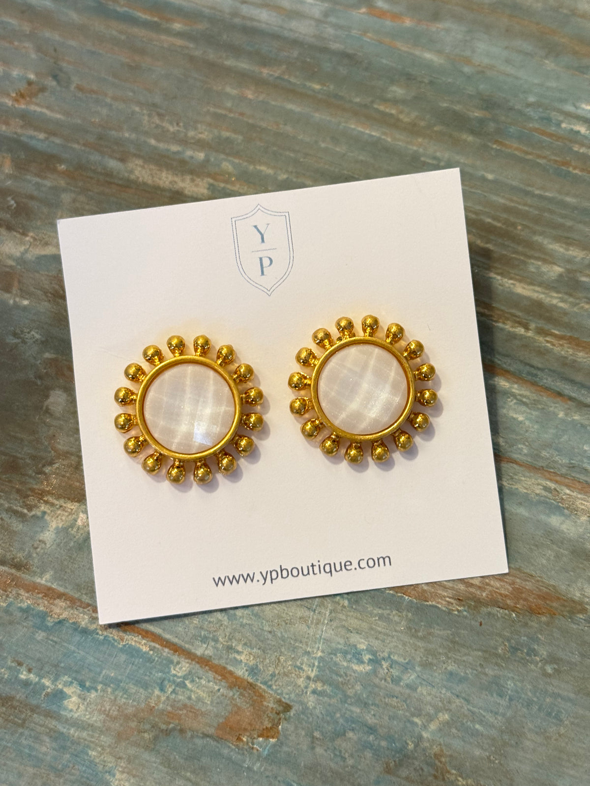 Sunburst Stone Stud Earrings