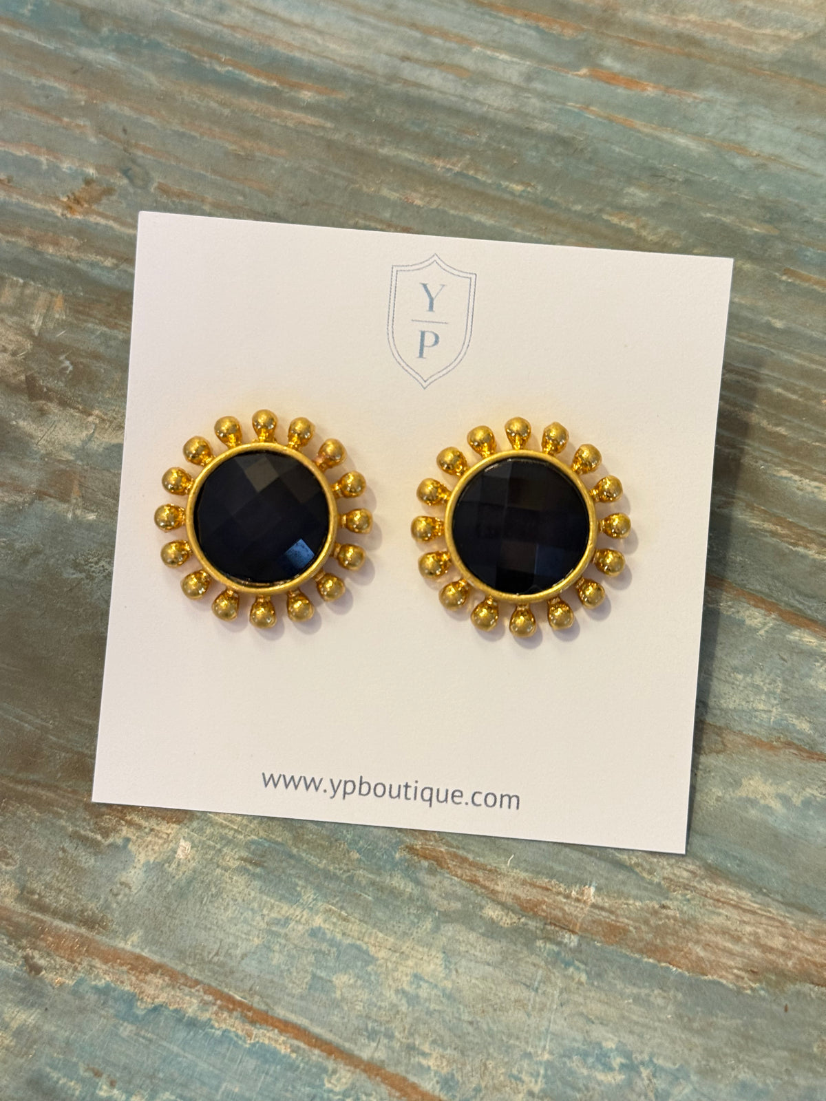 Sunburst Stone Stud Earrings