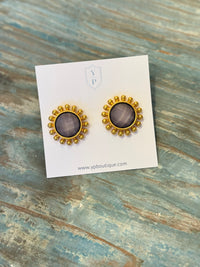 Sunburst Stone Stud Earrings