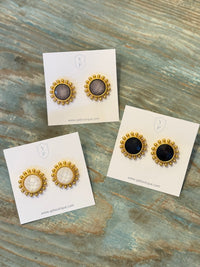 Sunburst Stone Stud Earrings