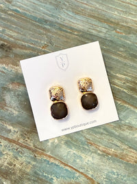 Hammered Square Drop Earrings