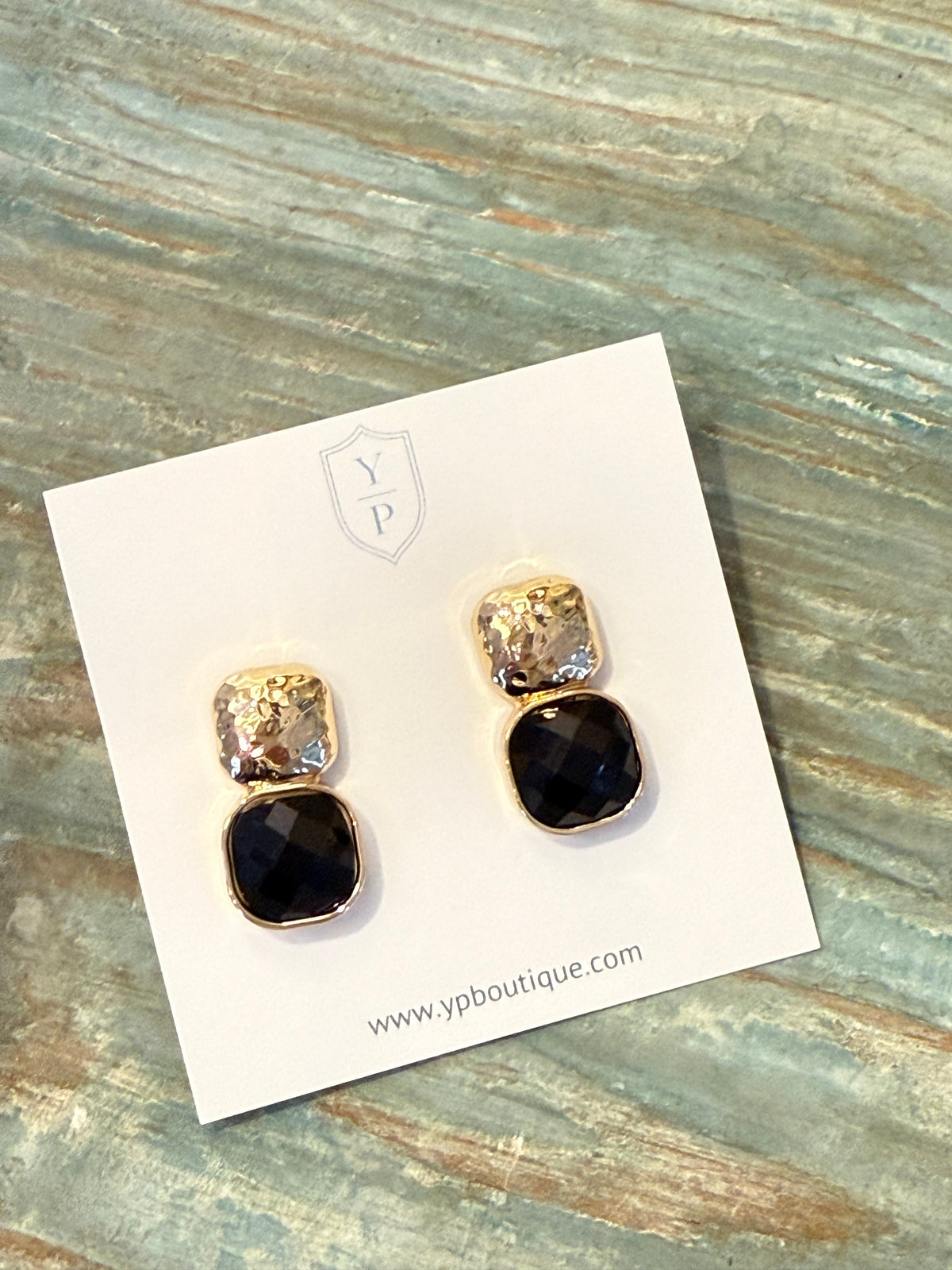 Hammered Square Drop Earrings