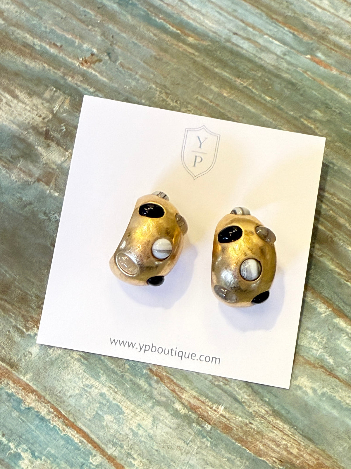 Mixed Stone Sculptural Stud Earrings