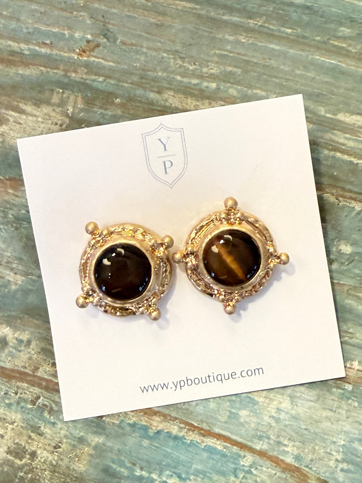Tiger Eye Orbital Stud Earrings