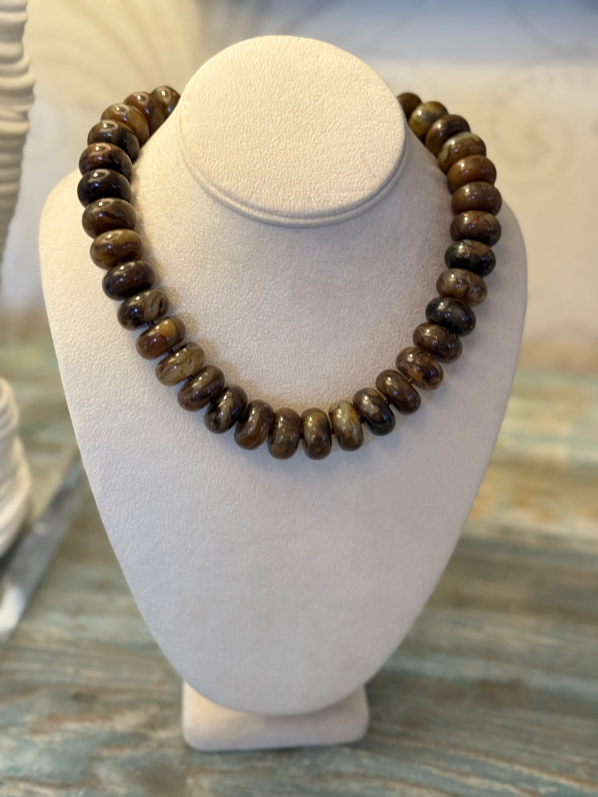 Chunky Brown Bead Necklace