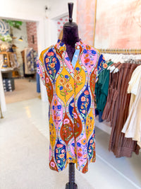 Short Sleeve Button Down Floral Dress