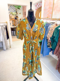 Floral V-Neck Tiered Midi Dress