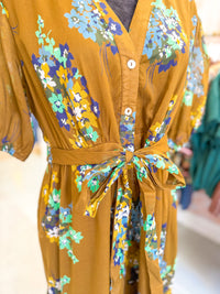 Floral V-Neck Tiered Midi Dress