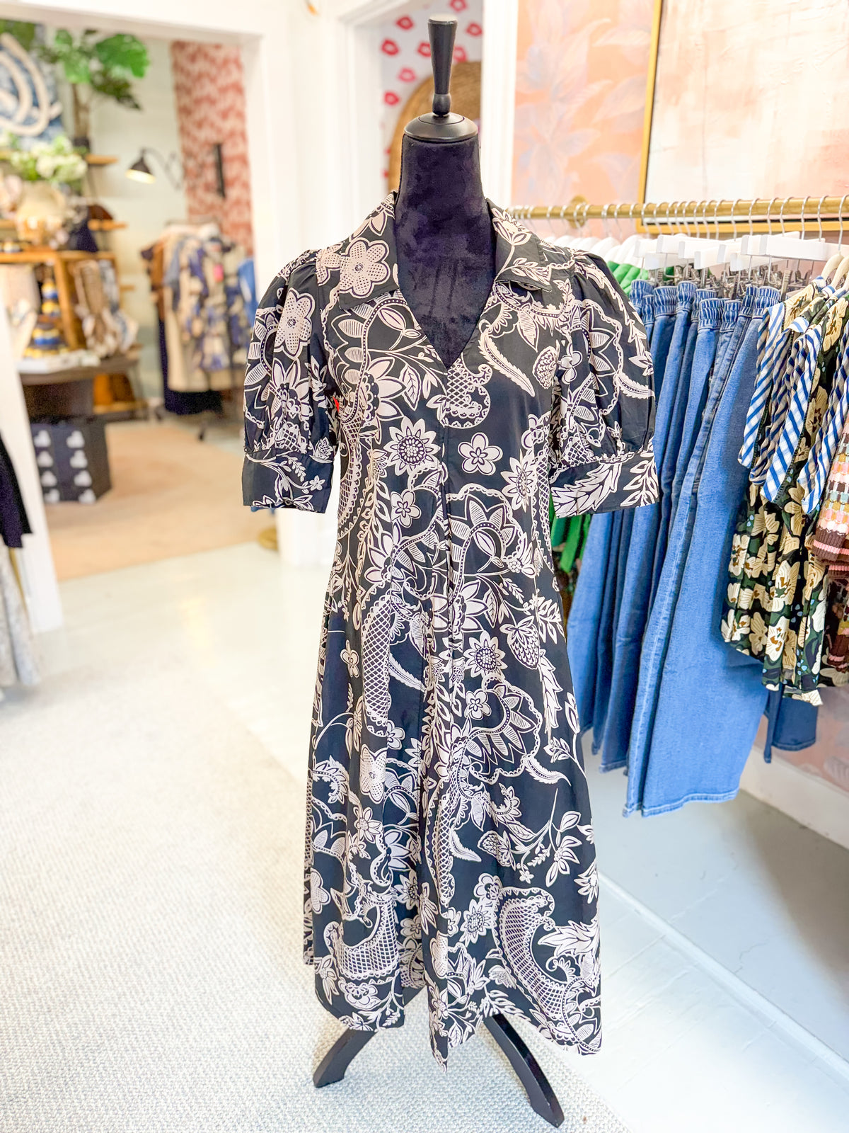 Paisley Floral Print Midi Dress