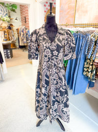 Paisley Floral Print Midi Dress
