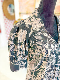 Paisley Floral Print Midi Dress