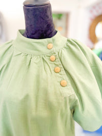 Puff Sleeve Top with Gold Buttons