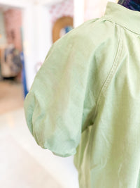 Puff Sleeve Top with Gold Buttons