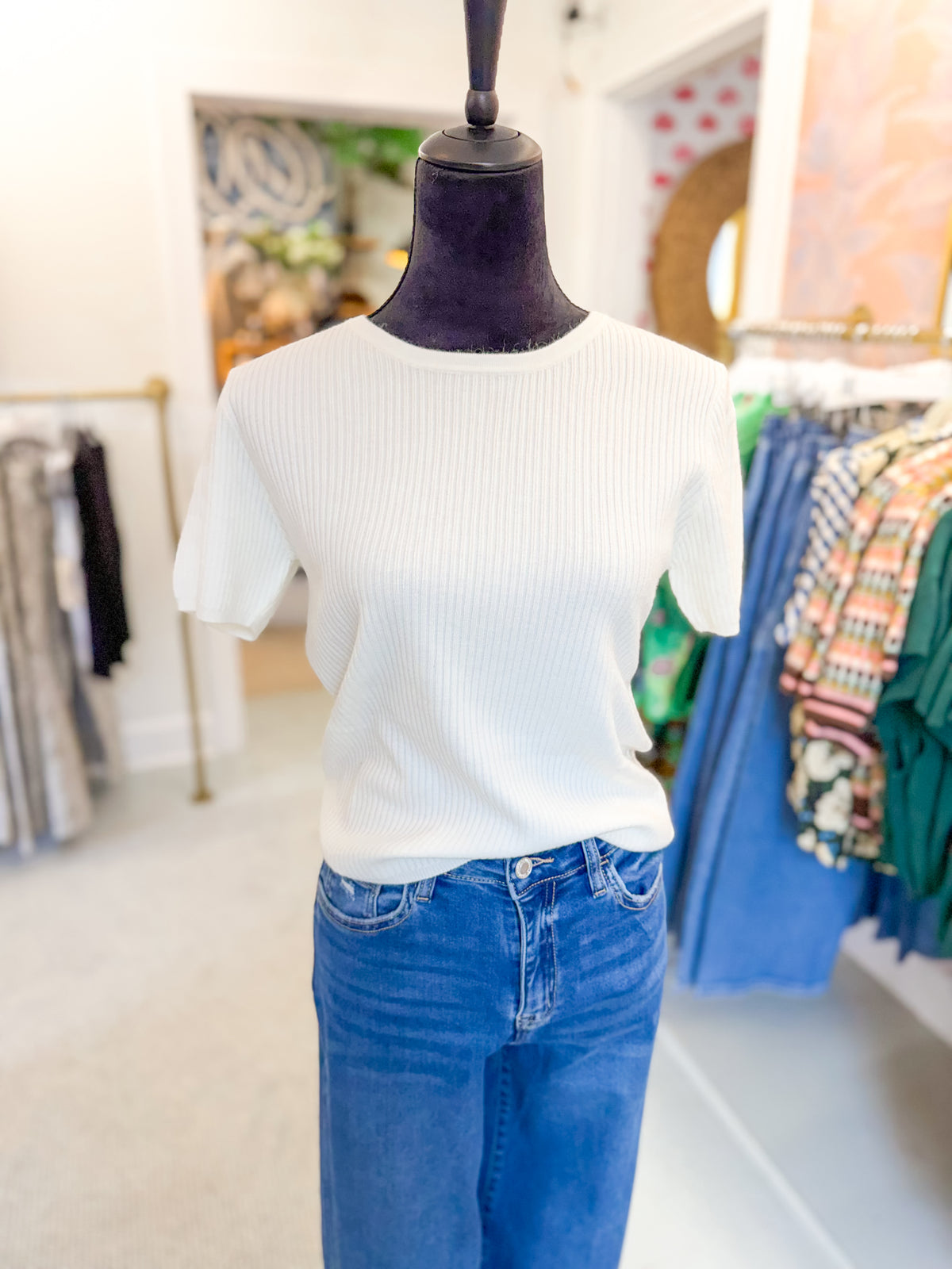 Solid Ribbed Knit Sweater - Ivory
