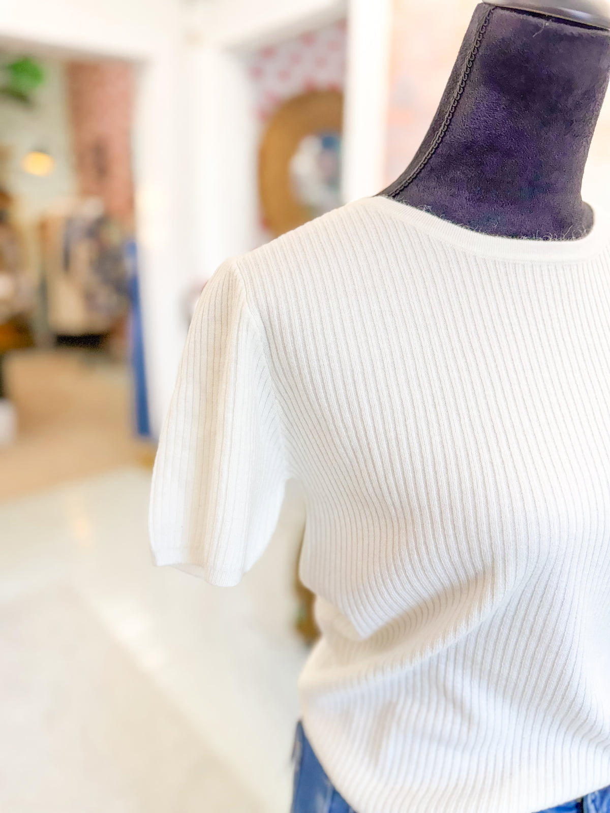 Solid Ribbed Knit Sweater - Ivory