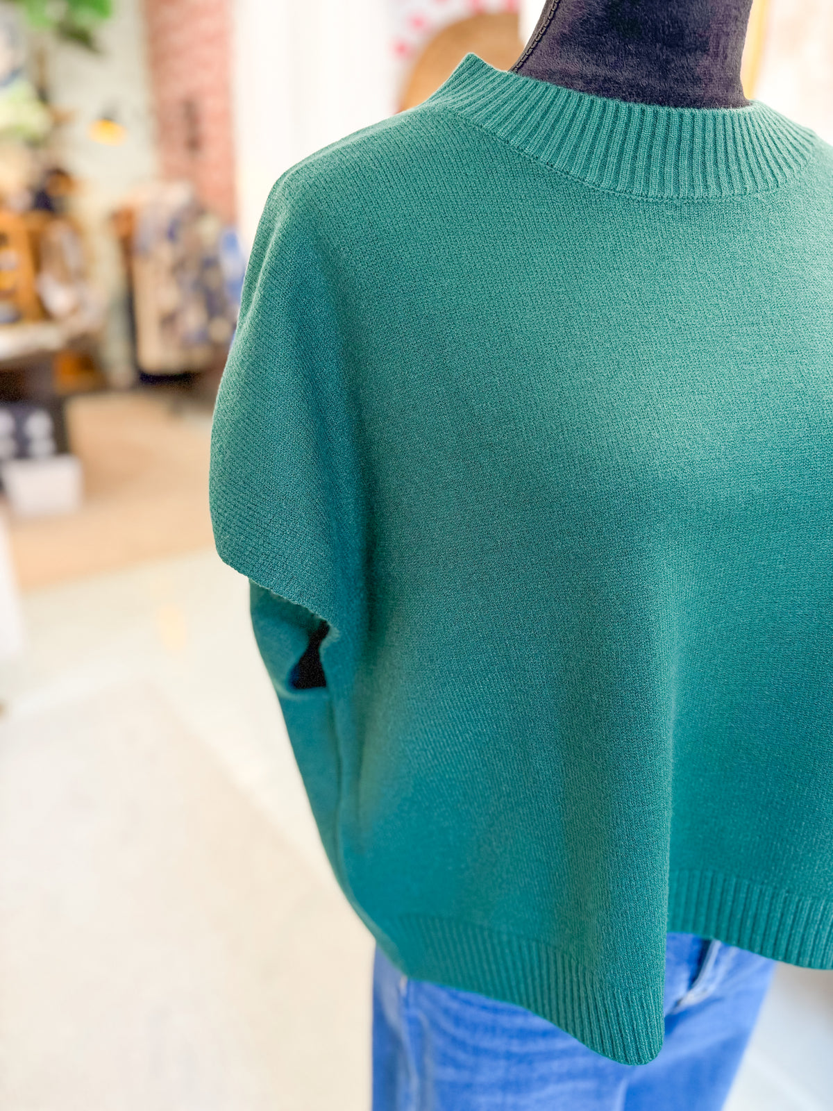 Dropped Shoulder Sweater - Deep Green