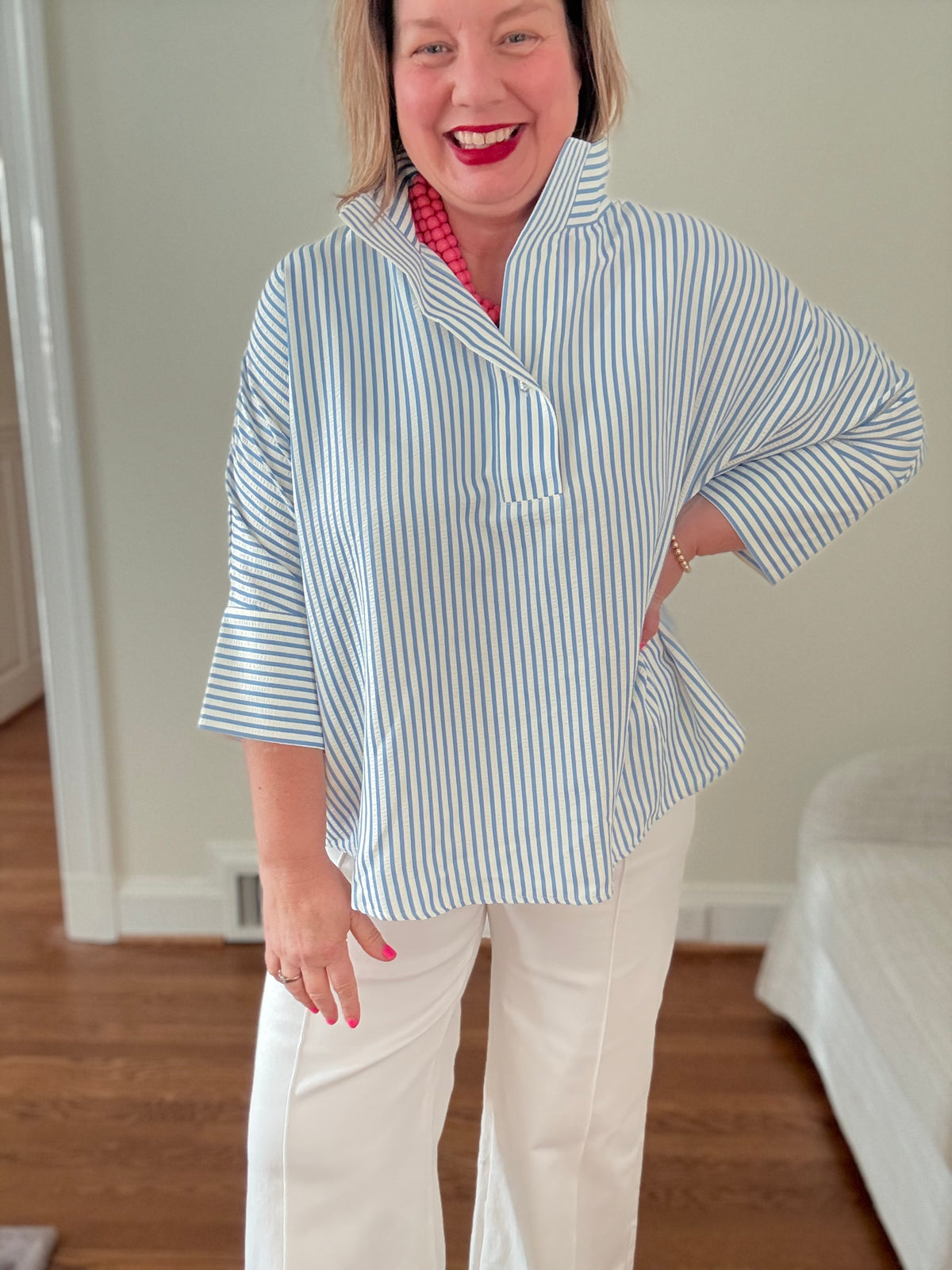 Striped Button-Down Tunic