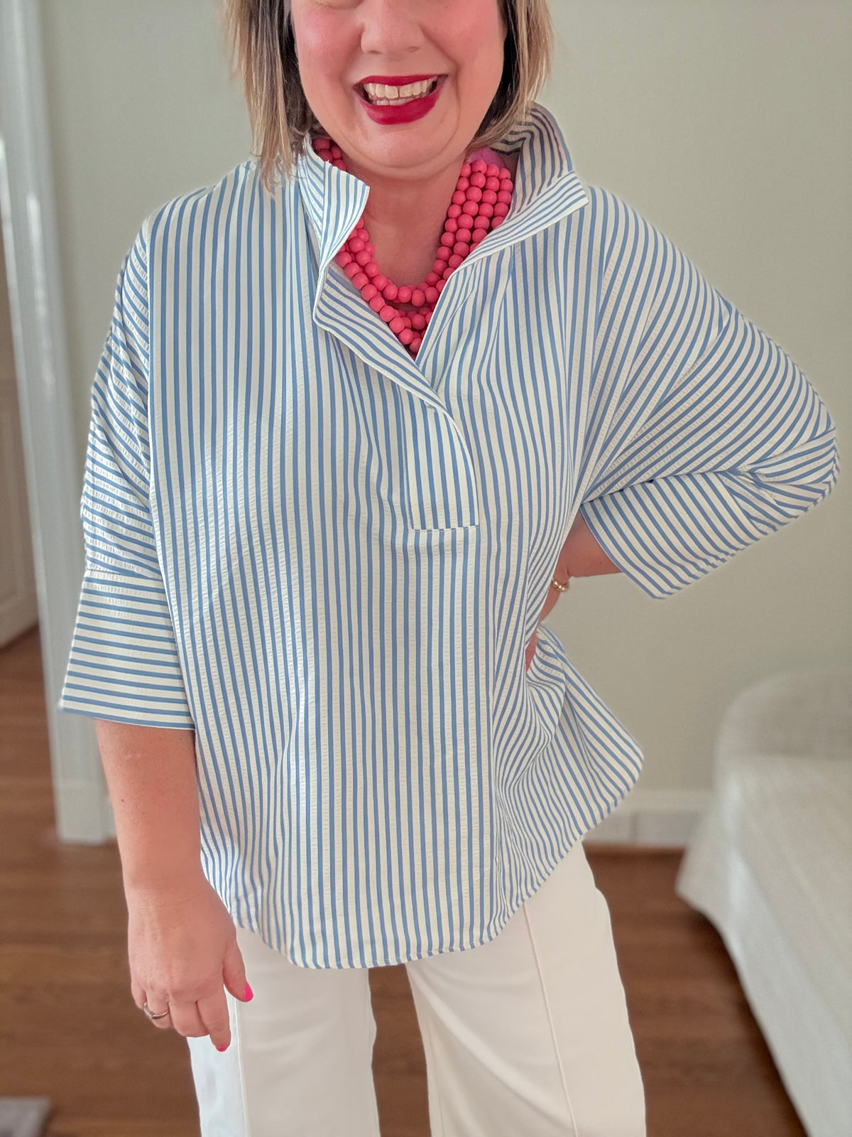 Striped Button-Down Tunic