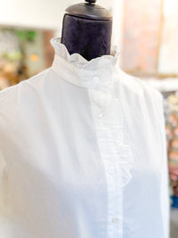 Ruffle Collar Button Blouse - White