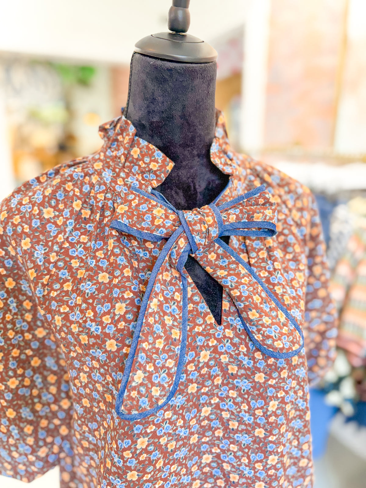 Floral Print Tie Front Top