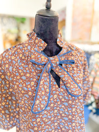 Floral Print Tie Front Top
