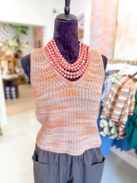 Camel Multi V-Neck Knit Sweater Tank