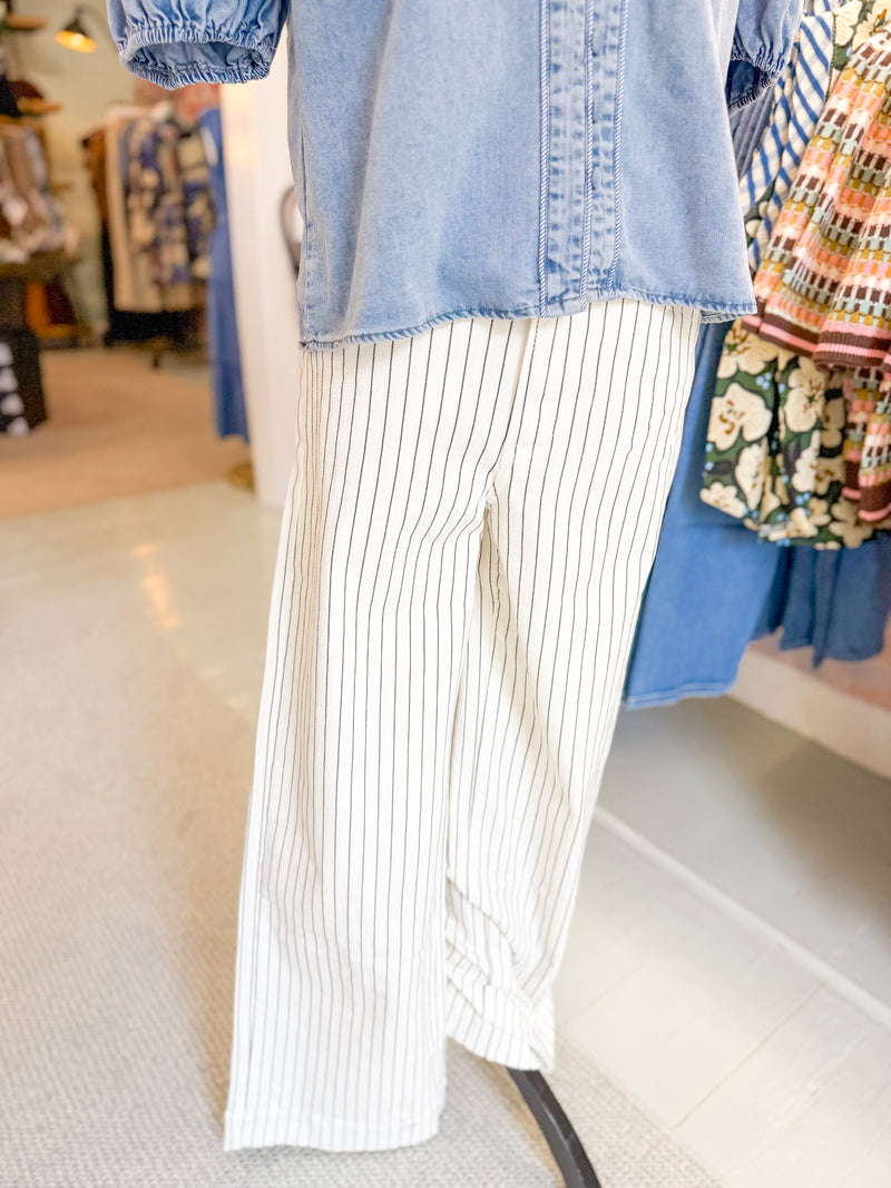 The Charlotte High Rise Stripped Wide Leg Jean