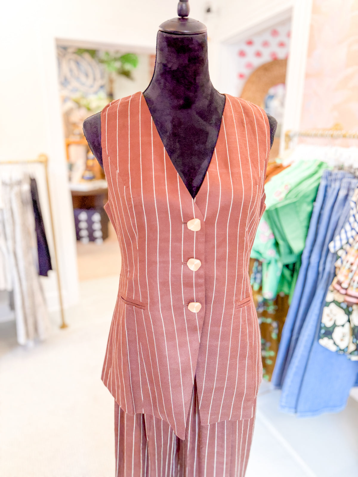 Brown Pinstripe Tailored Vest