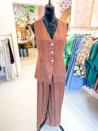 Brown Pinstripe Tailored Vest