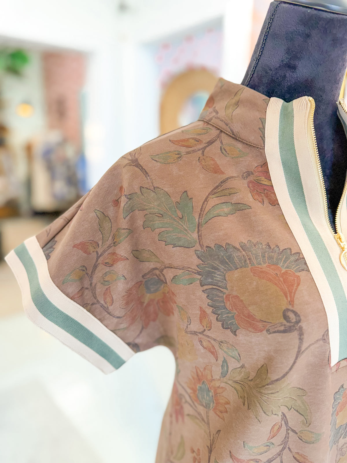 Willow Grove Floral Half Zip Top