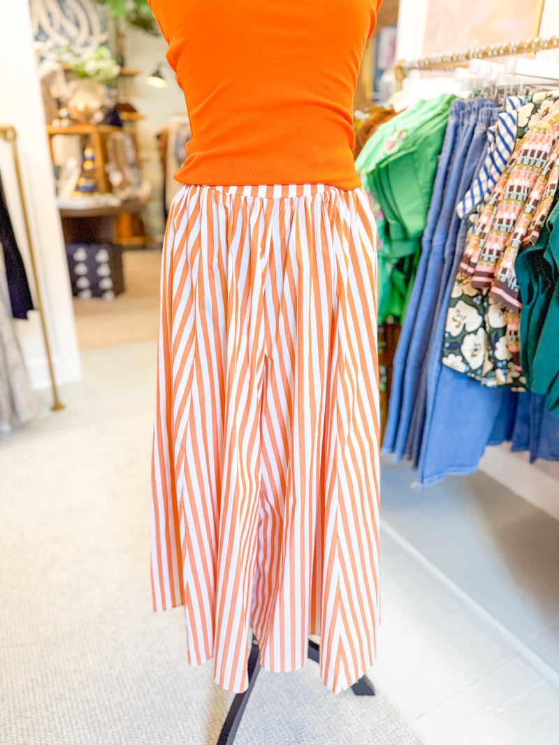 Striped Voluminous Gaucho Pant - Orange