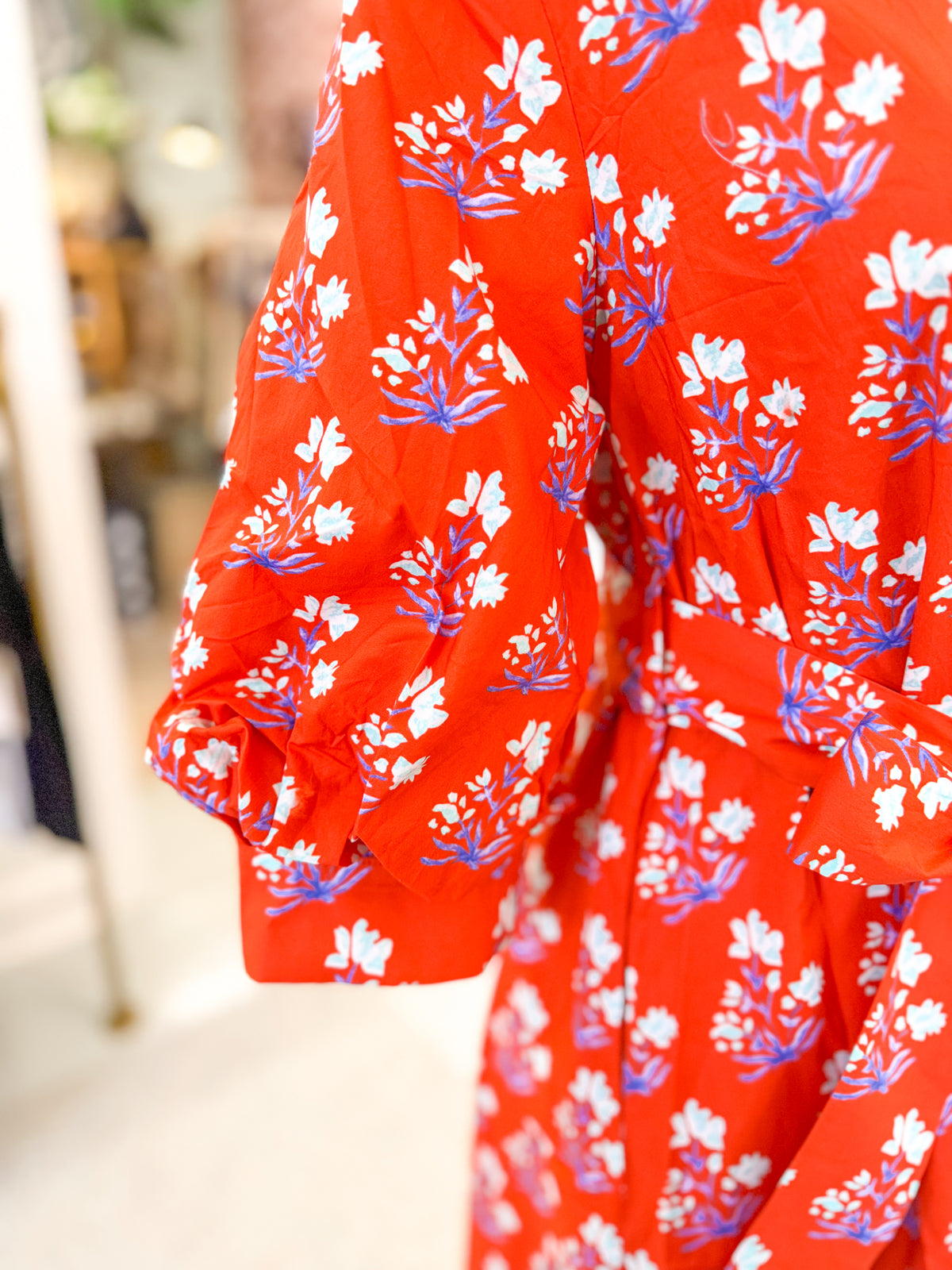 Orange Floral Collared Shirt Dress