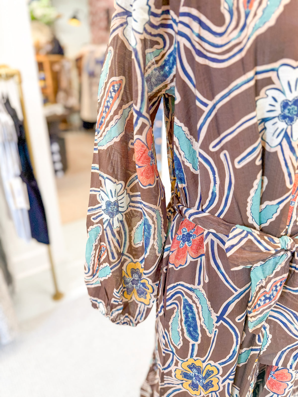 Puff Sleeve Floral Print Dress