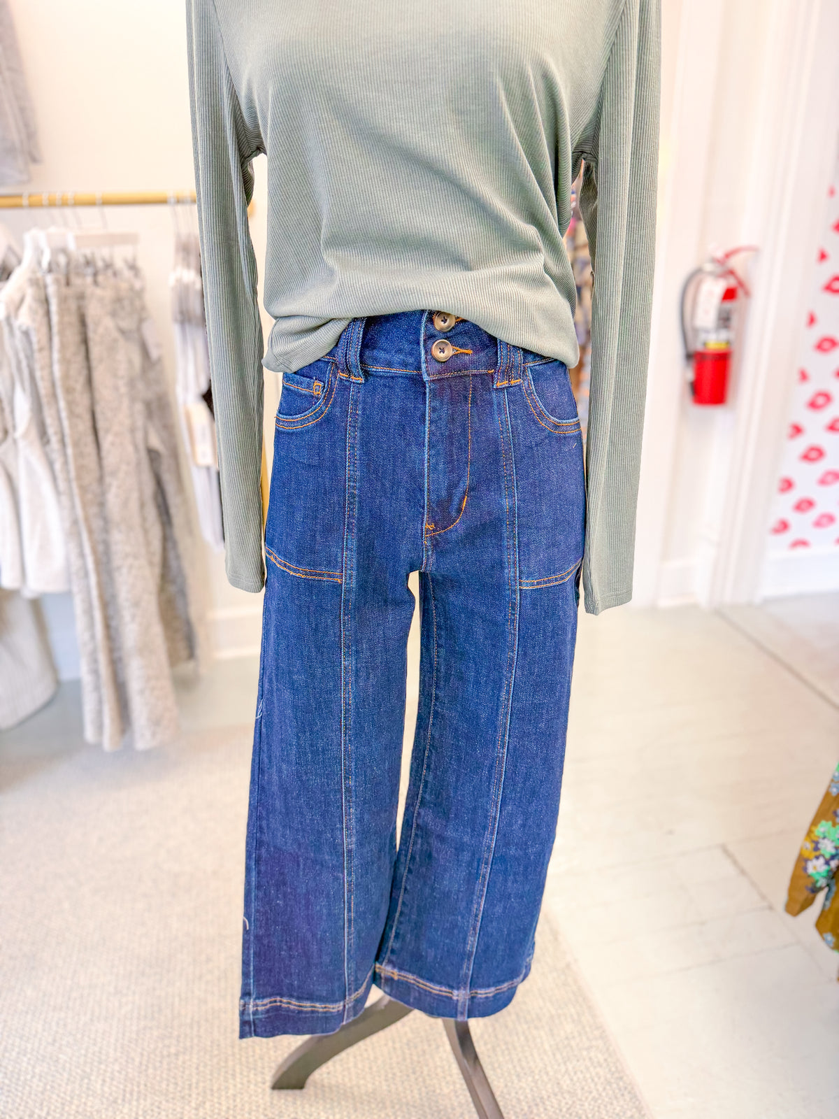 Mica Super High Wide Crop Front Rise Pant - French Navy