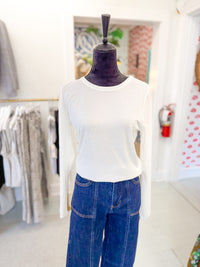 Ribbed Long Sleeve Top - White