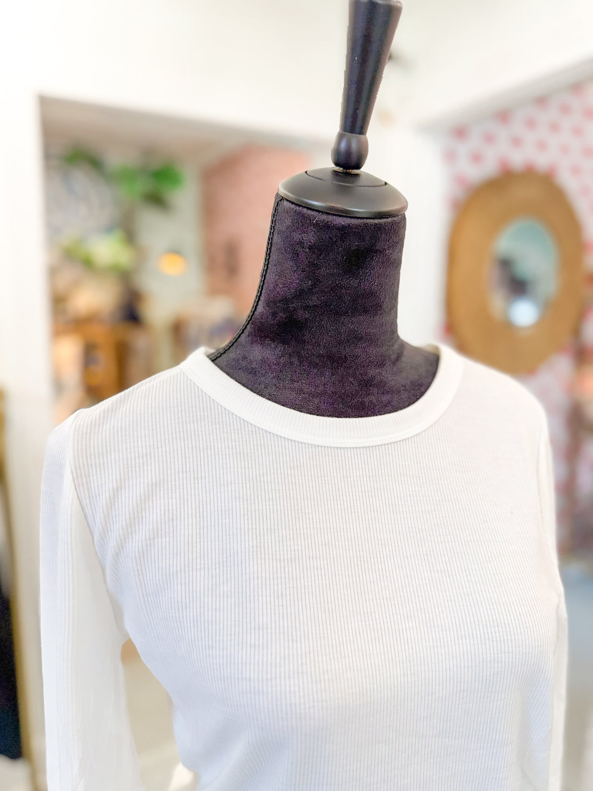 Ribbed Long Sleeve Top - White