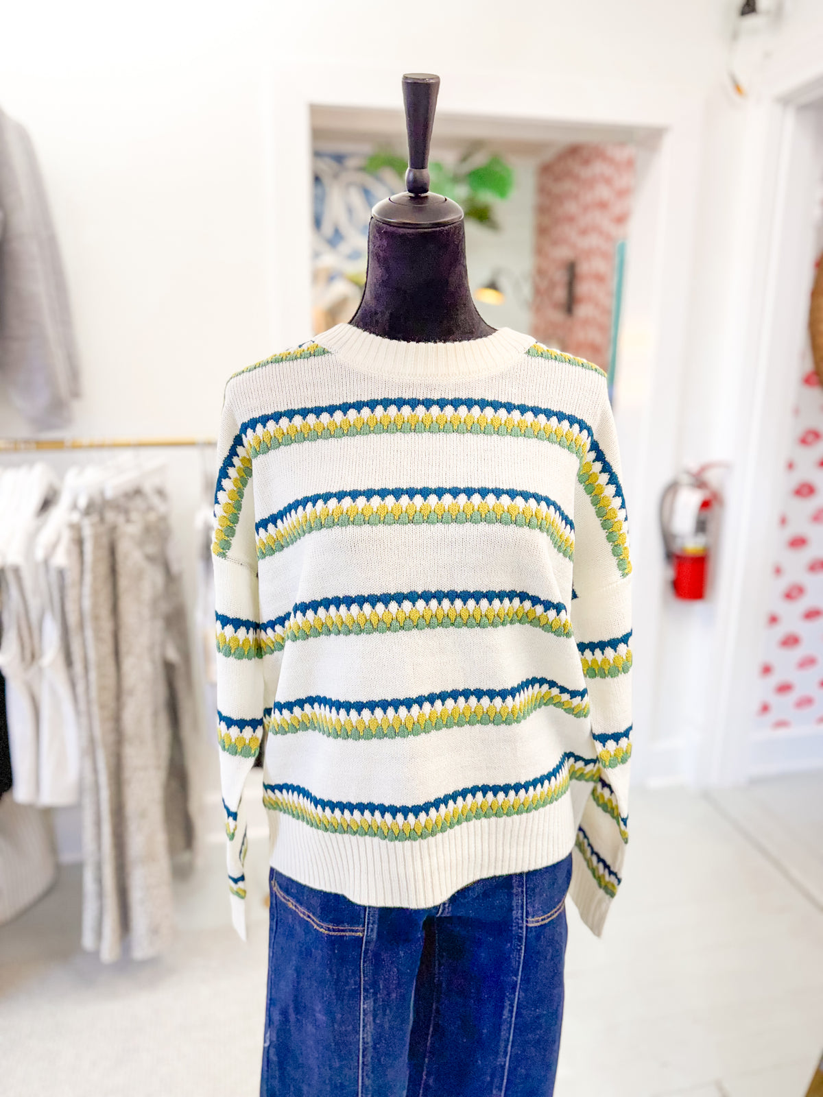 Striped Textured Pullover Sweater
