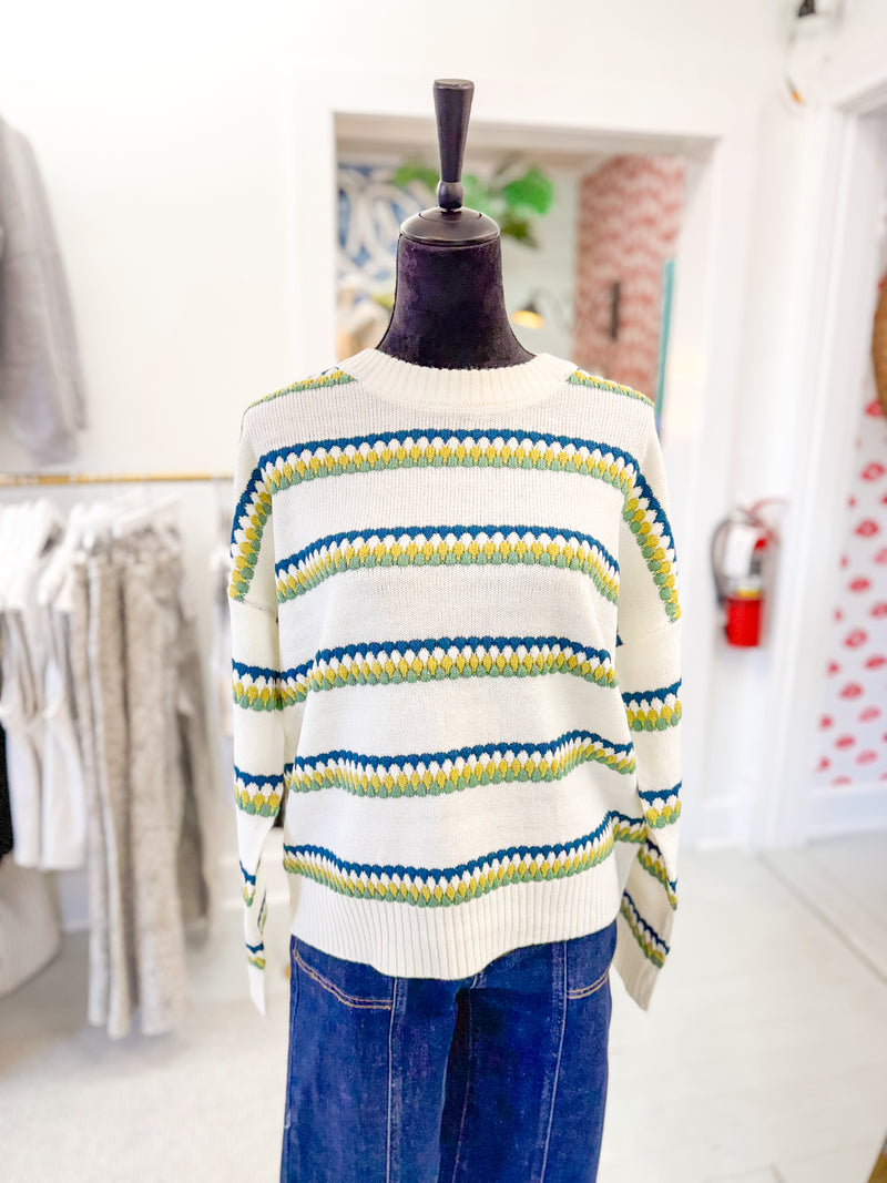 Striped Textured Pullover Sweater