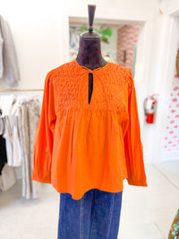 Smocking Detail Blouse - Rust Orange
