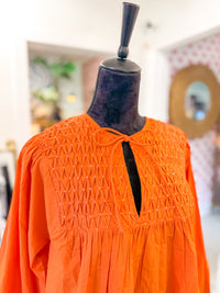 Smocking Detail Blouse - Rust Orange