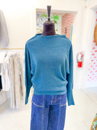 Ribbed Boat Neck Pullover Sweater
