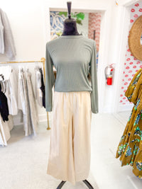 Corduroy Wide Leg Pant - Bone White