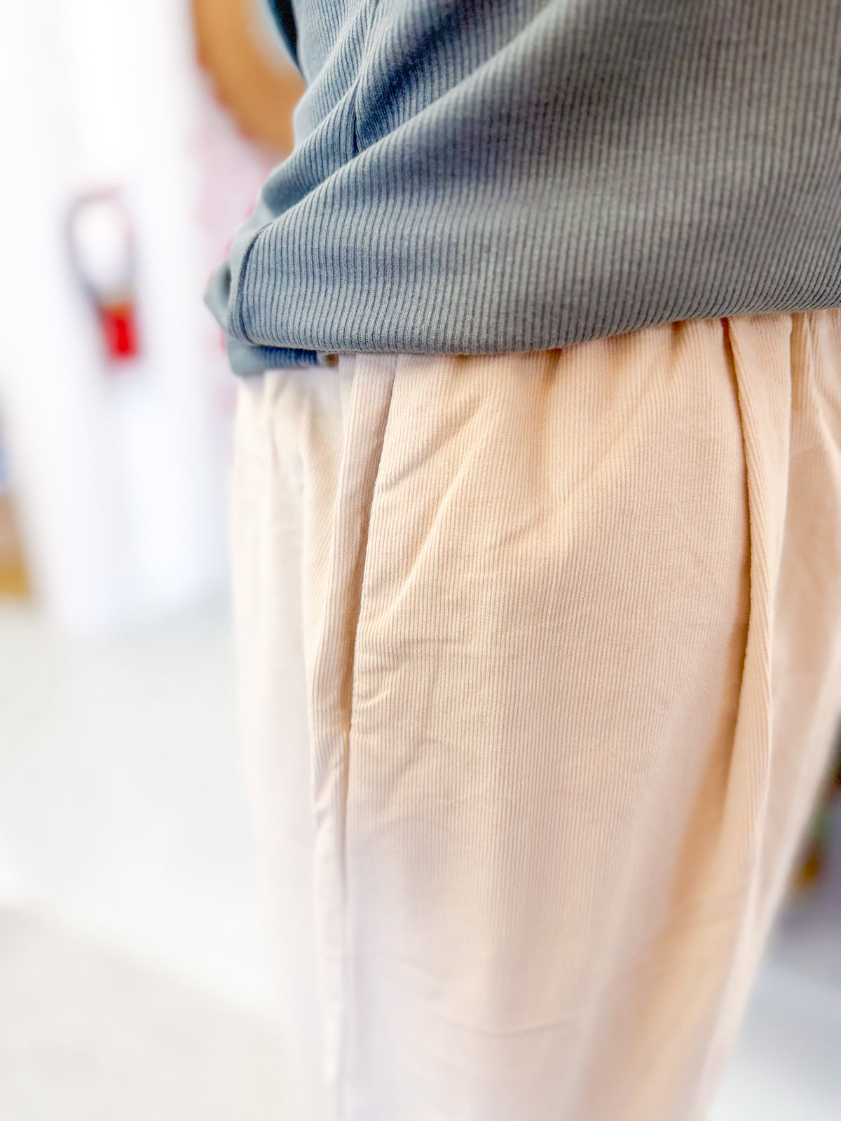 Corduroy Wide Leg Pant - Bone White